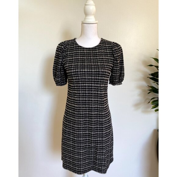 Zara Dresses & Skirts - ⚫ ⚪ Chic Zara b&w shift dress with puff sleeves in tweed-like fabric ⚪ ⚫